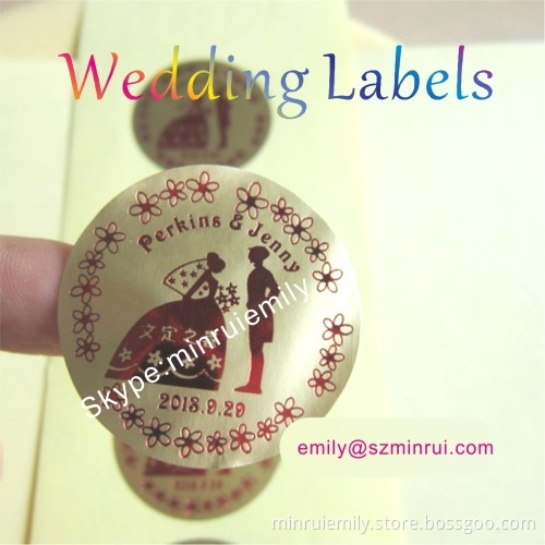 Custom Round Matt Gold Wedding Stickers Embossed With Color Gold Paper,round Gloden Labels,circle Matt Gold Stickers